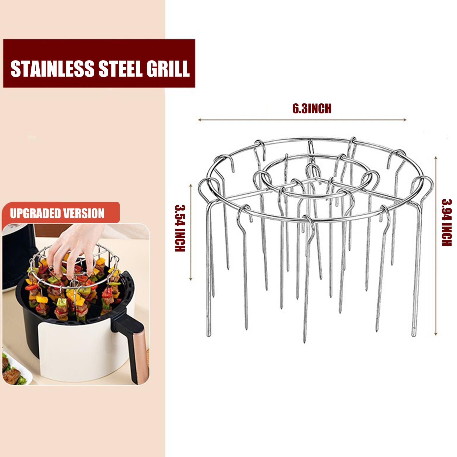 🔥 Stainless Steel Vertical Grill for Multi-Cookers: 360° Baking. Effortless Grilling (24 Steel Skewers)