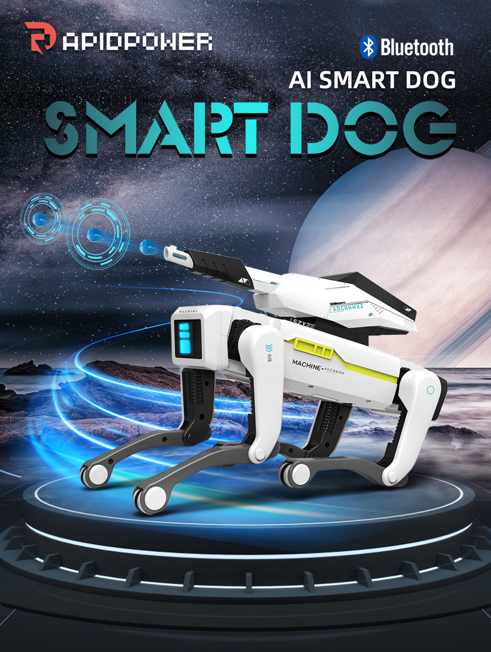 Electric RC Ai Intelligent Robot Dog Multifunction Bluetooth RC Mechanical Dog with turret Educational Toy Bionic Smart Robot Toy Gift