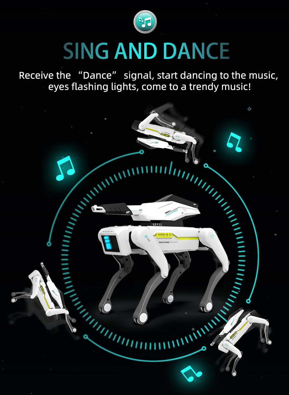 Electric RC Ai Intelligent Robot Dog Multifunction Bluetooth RC Mechanical Dog with turret Educational Toy Bionic Smart Robot Toy Gift