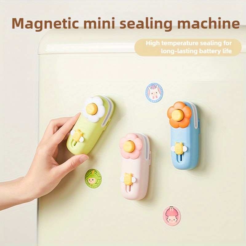 1pc Flower style snack sealer, mini rechargeable household small portable hand press sealer,