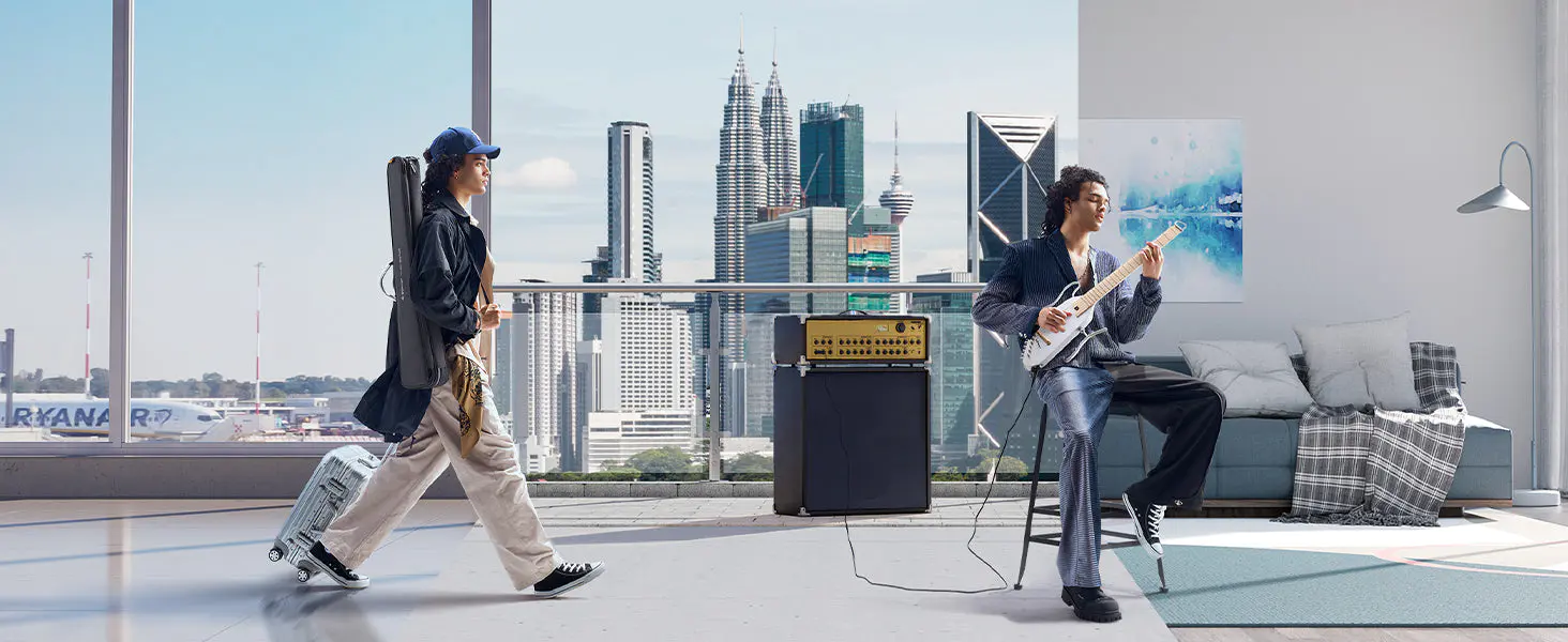 HUSH I PRO Acoustic-Electric Travel Guitar Kit with Sound Effects