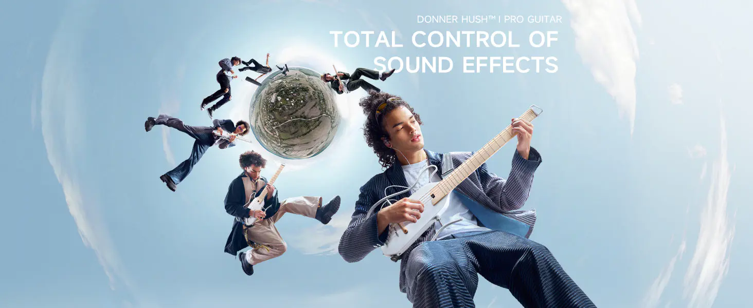 HUSH I PRO Acoustic-Electric Travel Guitar Kit with Sound Effects